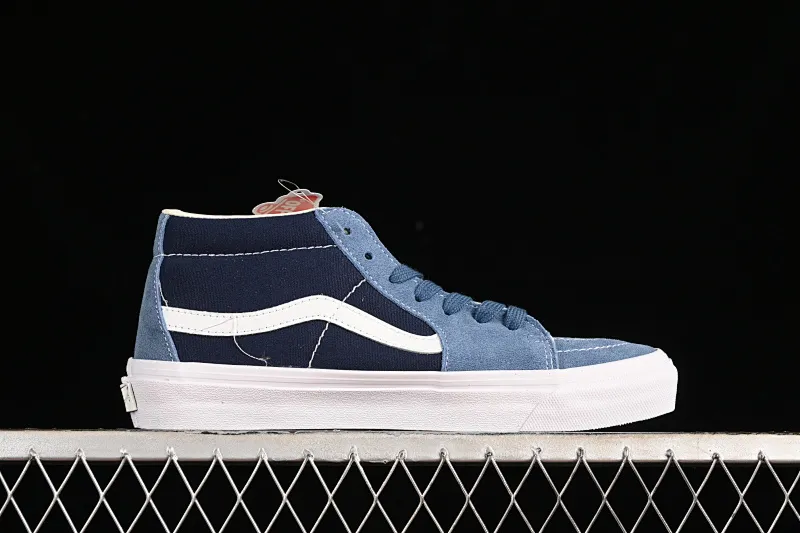 All categories Vans Vans series Vans Mid Vans Sk8-Mid Reissue 83 high-end branch blue stitching suede casual retro skateboard shoes VN000CQQDWR